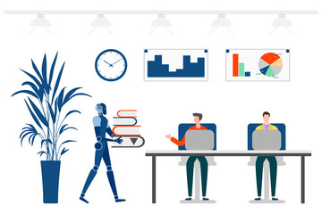 Vector Robot People Job Teamwork Partnership AI