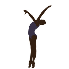Fototapeta na wymiar vector, isolated, girl dancing black silhouette
