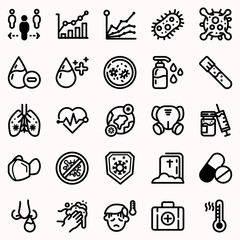 Simple Set of Coronavirus Protection Related Vector Line Icons. Contains such Icons as Protective.