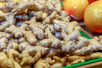 ginger root on a counter in a store