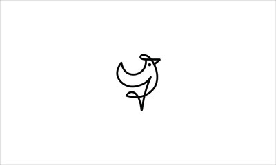 A line art icon logo of minimal Chicken, Hen, Rooster, Cock 