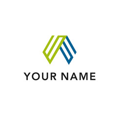 Vector graphic A letter LOGO DESIGN symbol blue and green color