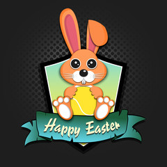 Happy Easter. Easter rabbit with tennis ball