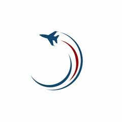 Rocket or jet icon with Abstract Swoosh logo design inspiration
