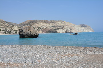 Fototapeta na wymiar Aphrodite Beach Petra Tou. Romiou Chypre