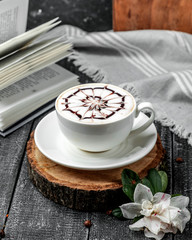 fresh cappuccino on the table