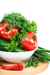 Fresh vegetables isolated on a white background