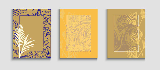 Abstract Elegant Vector Posters Set. Hand Drawn Trendy Background. 
