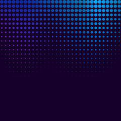 Halftone gradient pattern. Halftone dots colorful texture for your design. Abstract neon dark blue background. Vector illustration