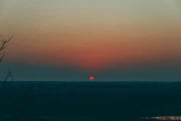 Fototapeta premium magical sunset in the clear sky