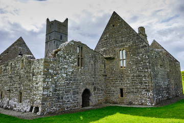 The ruins of the ancient medieval Franciscan abbey of Rosserk, on the banks of the Moy river