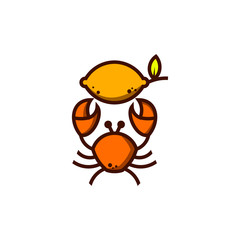 funny crab cartoon with lemon