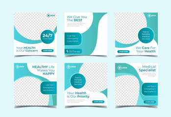 Medical health square banner for social media post template