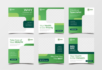 Medical health square banner for flyer and social media post template
