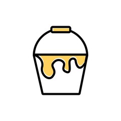Vector Paint Bucket filled outline icon. House repair symbol. Flat vector open paint bucket illustration for web site or mobile app