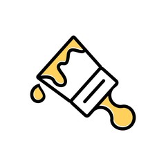 Vector Paint Brush filled outline icon isolated on white background. Flat design paint brush logo illustration for web site or mobile app