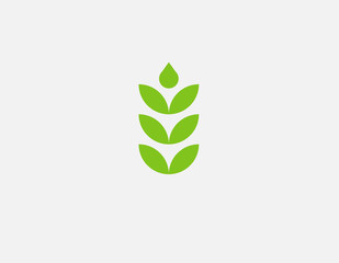 Abstract creative green logo icon plant branch with leaves for your company