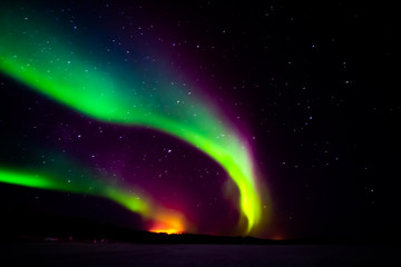 Fototapeta na wymiar northern lights, aurora borealis in Lapland Finland