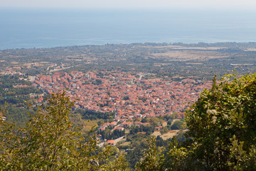 Aerial view of traditional mediterranian village. Macedonia. Greece.