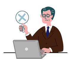 スーツ　男性　士業　パソコン　バツ