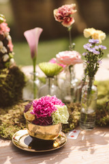 Decoration of a wedding with flowers.