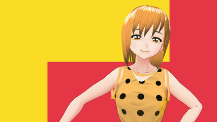 Anime Girl Cartoon Character Japanese Girl with a smile and Background it's Anime Manga Girl from Japan