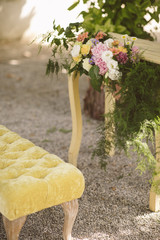 Decoration of a wedding with flowers.