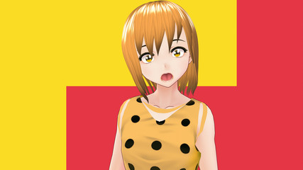 Anime Girl Cartoon Character Japanese Girl with a smile and Background it's Anime Manga Girl from Japan