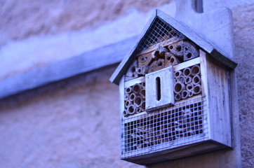 homemade wooden insect house for outside