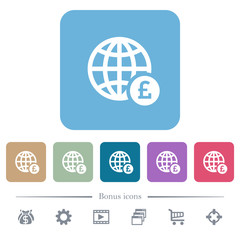 Online Pound payment flat icons on color rounded square backgrounds
