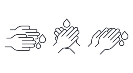 hand wash - hand washing line vector icons 