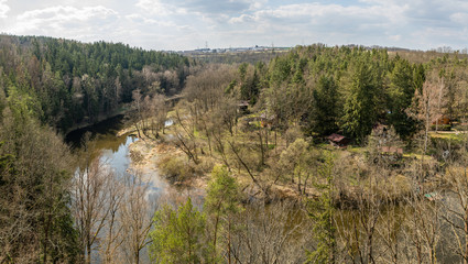 Fototapeta na wymiar lookout from view point on curves of river mze near stribro