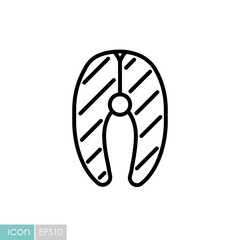 Salmon meat vector icon. Barbecue and bbq grill