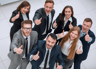 Obraz premium successful business team holding up a thumbs up