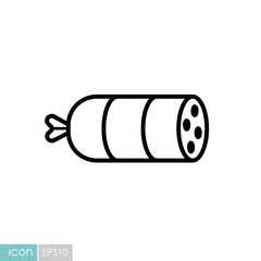 Sausage salami vector icon. Barbecue and bbq grill