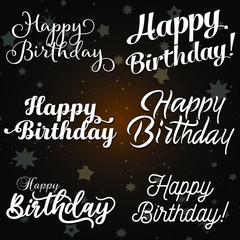 A Set Of Happy Birthday typographic texts - Vector