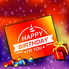 Happy Birthday typography on a abstract background with present boxes and sweets.Vector