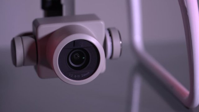 Drone quadrocopter camera close up. Slider shot. 4K