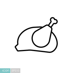 Whole roast chicken vector icon. Barbecue sign