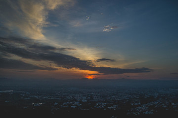 sunset over the city