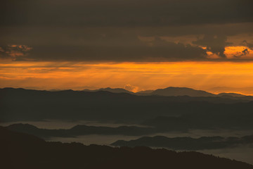 sunset in the mountains
