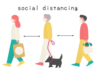 Group of People in Social Distancing Concept stock illustration