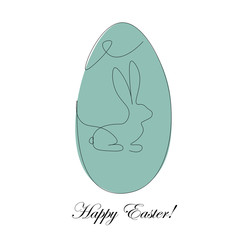 Happy easter card. Bunny with egg cartoon, vector illustration.