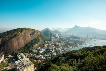 Cable car and Pao de Acucar and view of Rio de Janeiro, Brazil.
