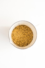 Brown Rice in White Pot
