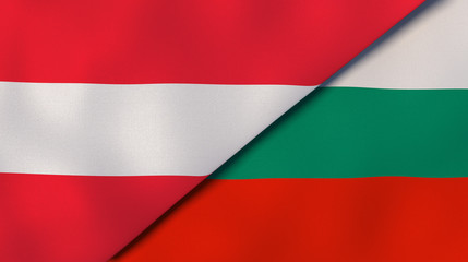 The flags of Austria and Bulgaria. News, reportage, business background. 3d illustration