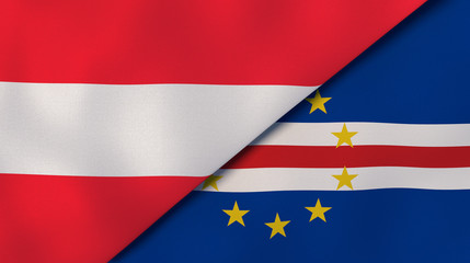 The flags of Austria and Cape Verde. News, reportage, business background. 3d illustration