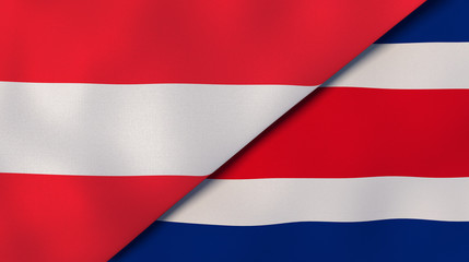 The flags of Austria and Costa Rica. News, reportage, business background. 3d illustration
