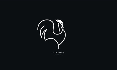Line art icon logo of Chicken, Hen, Rooster, Cock 