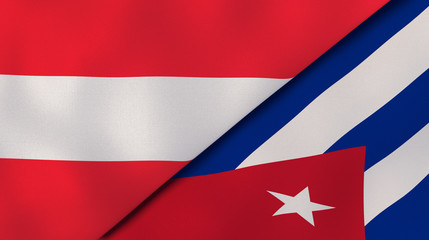 The flags of Austria and Cuba. News, reportage, business background. 3d illustration